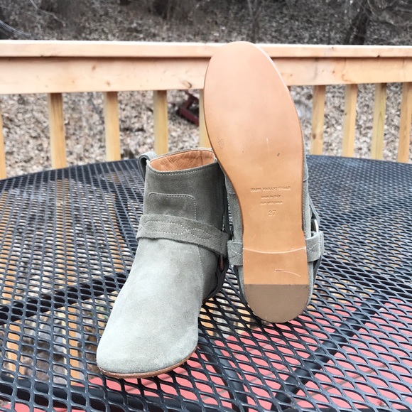 Isabel Marant Etoile faded olive green 7M(37) leather straps ankle hi boots - Picture 6 of 16